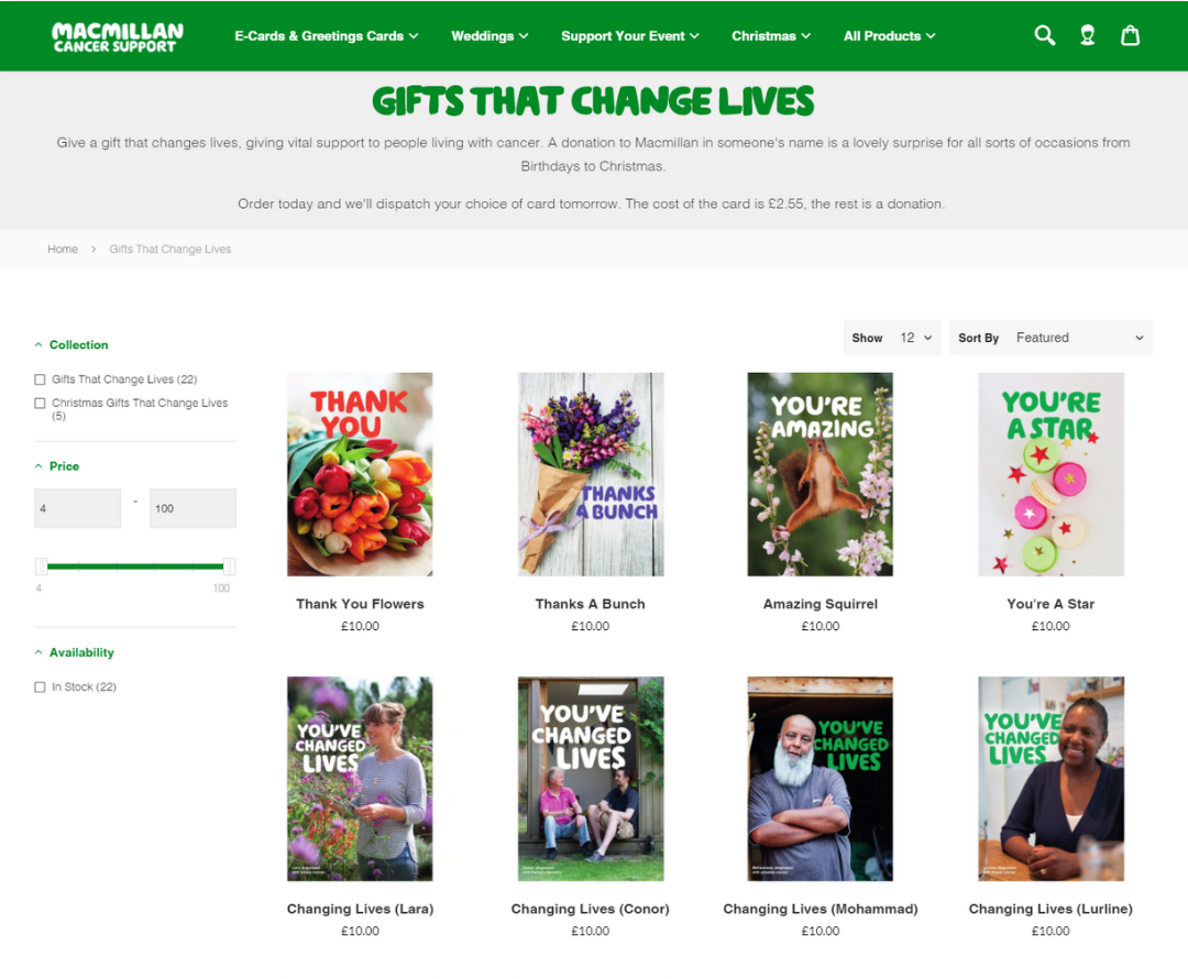 Macmillan gifts that change lives