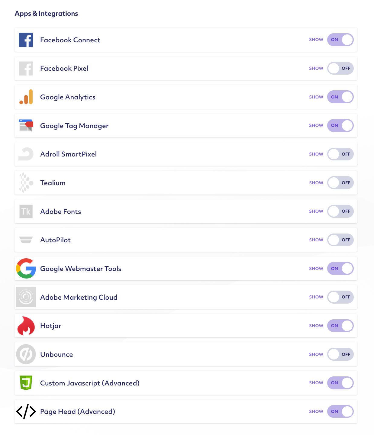 Integrations options - Raisely