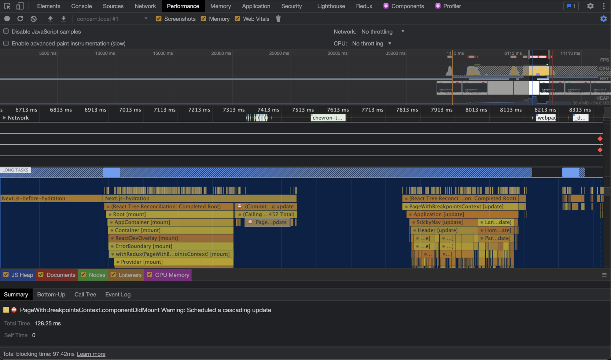 Chrome runtime profiler - timings