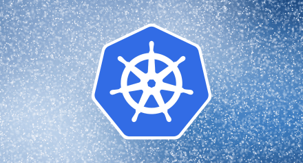 Kubernetes logo on starry background