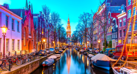 Canal in Amsterdam at night