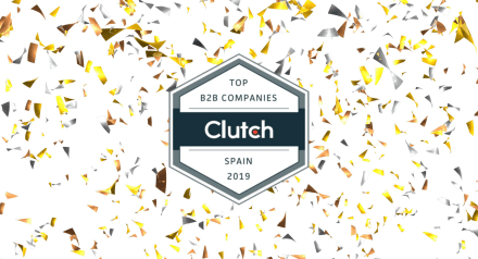 Clutch award logo on confetti